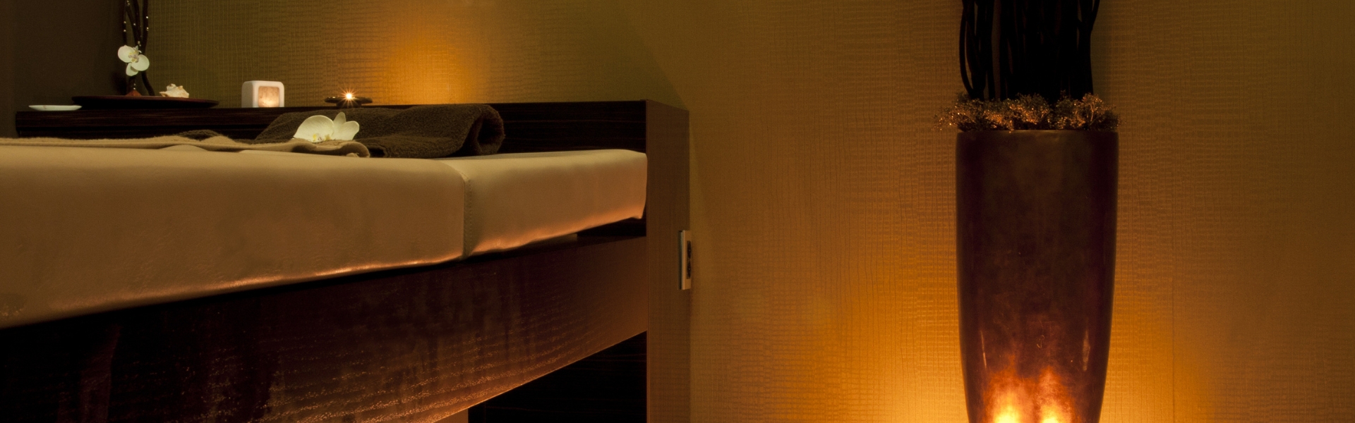 Luxury spa room with candles